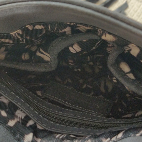 Jessica Simpson Blue Gray Leather Fringed  And Studded Crossbody Handbag Purse - Picture 6 of 14